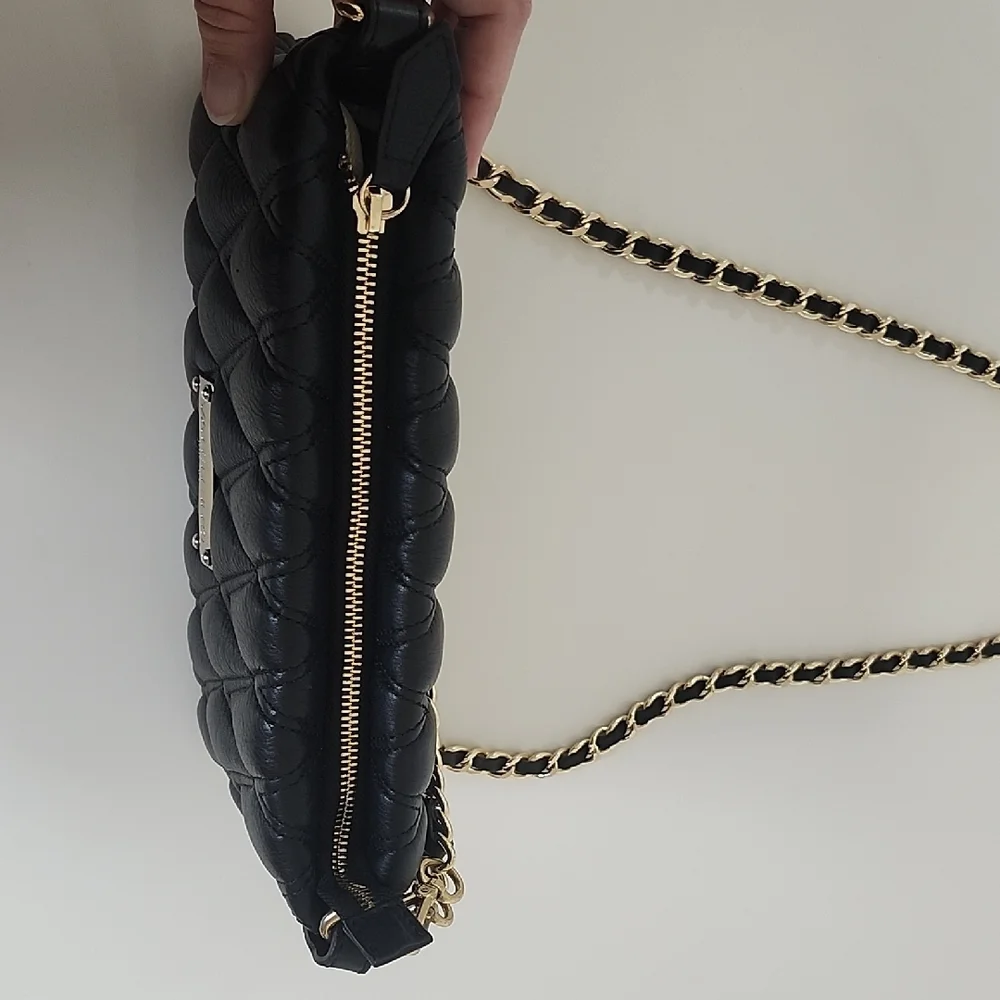 Valentino Black Quilted Leather Shoulder Bag With Removable Chain Straps 10x 7 - Picture 11 of 16